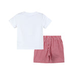 Baseball Smocked Shirt & Red Gingham Shorts Set