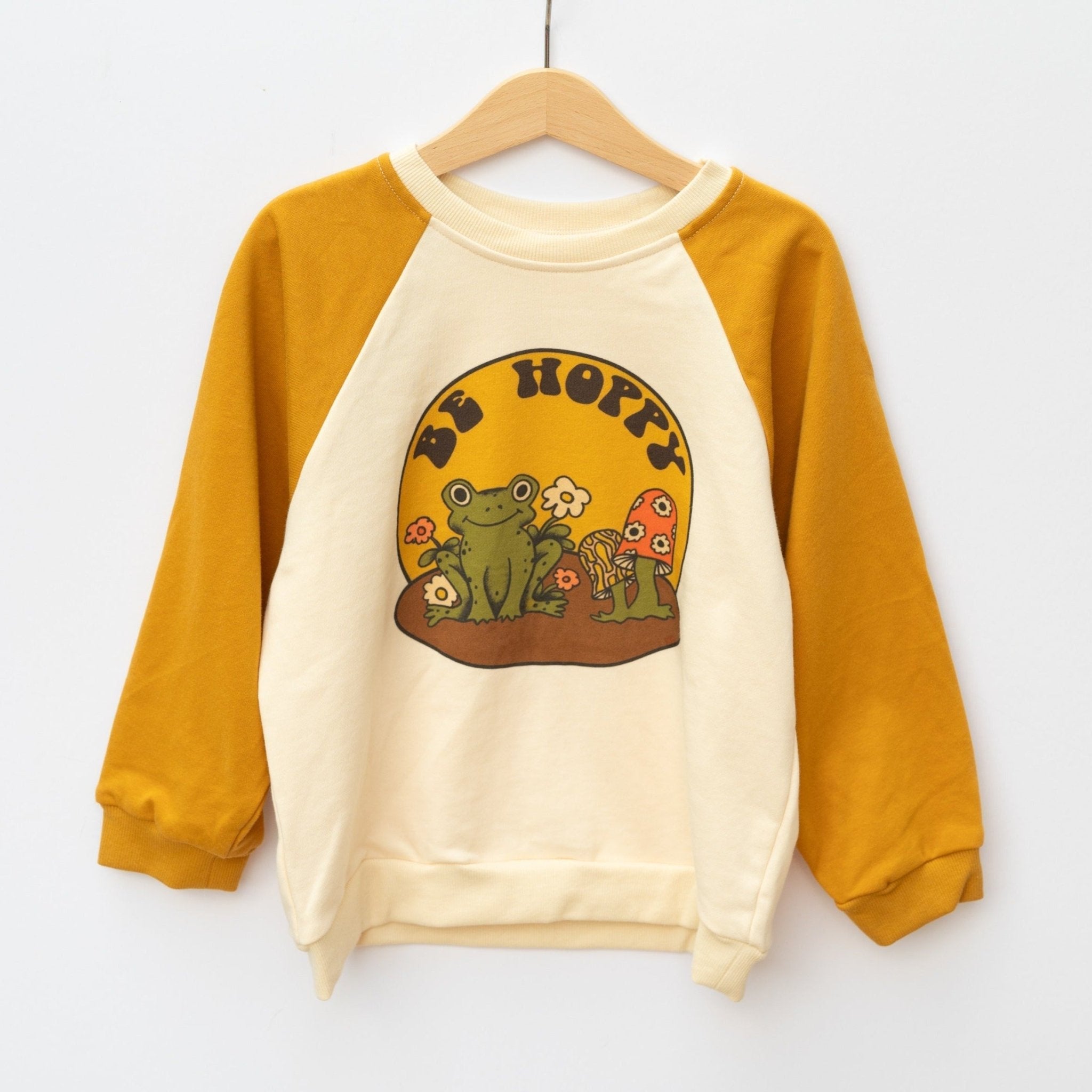 Be Hoppy Frog Kids Retro Graphic Sweatshirt