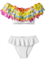 Girls White Petal Bikini Set