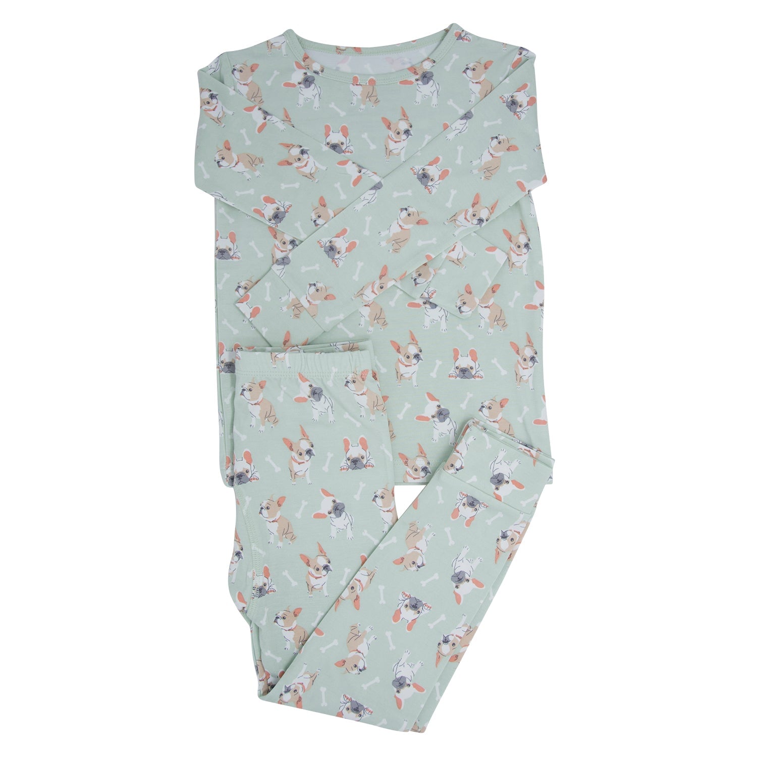 Mint Frenchie Puppy Big Kid Pajama Set