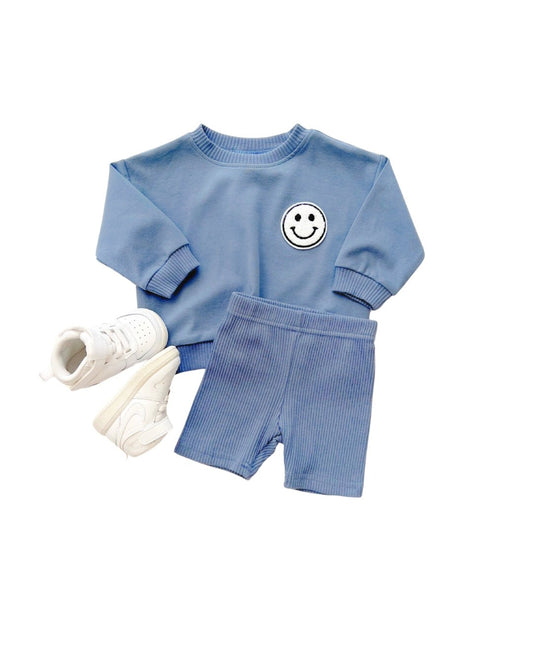 Boys Blue Biker Shorts Set