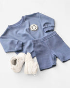 Boys Blue Biker Shorts Set