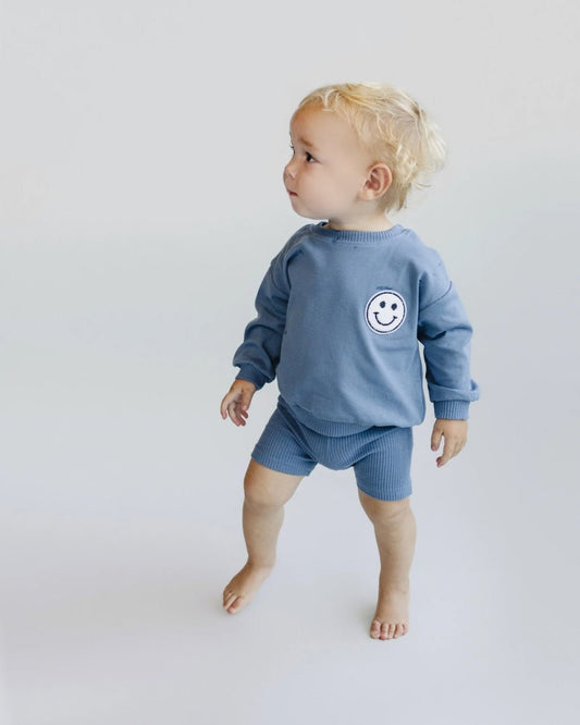 Boys Blue Biker Shorts Set