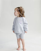 Girls Gray Lounge Biker Shorts Set