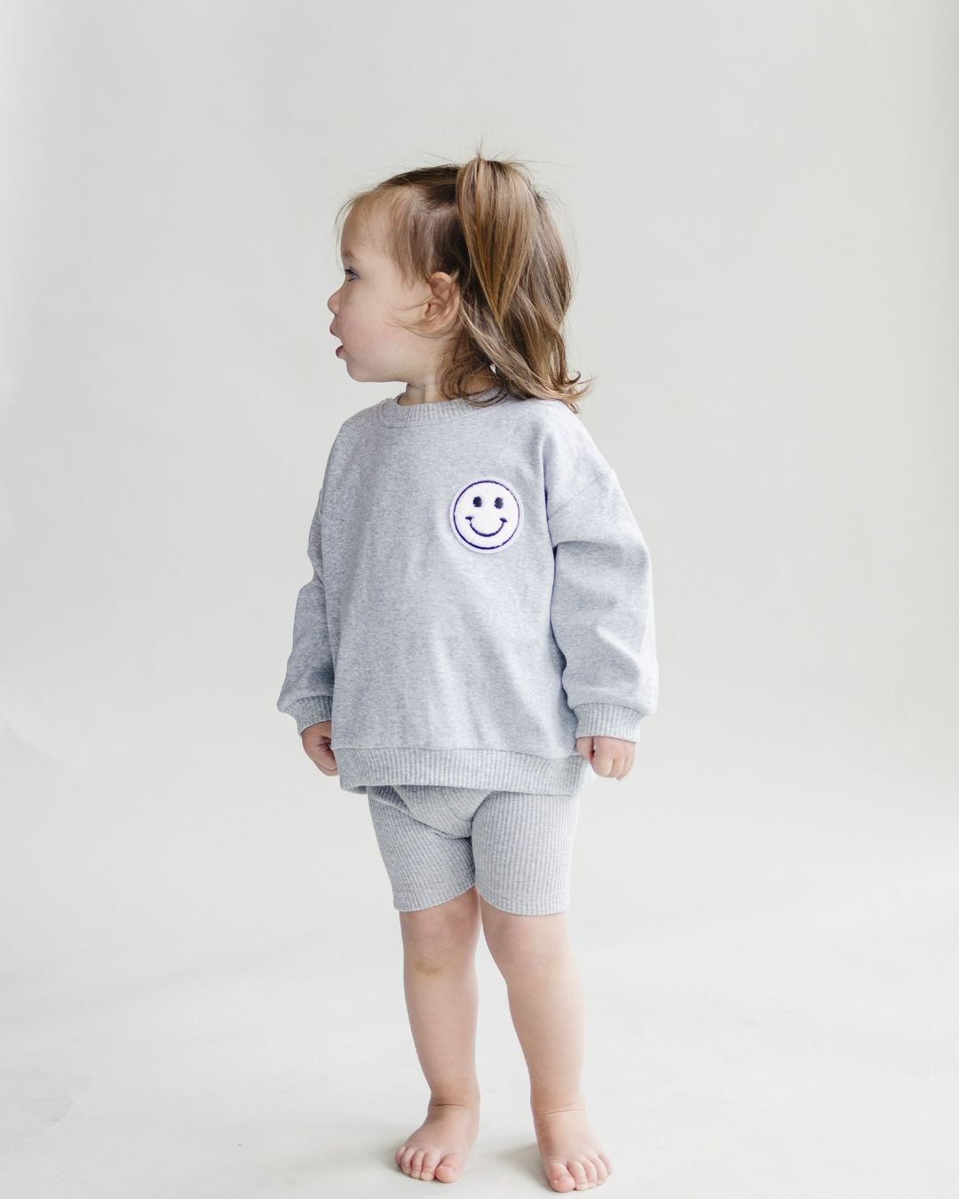 Girls Gray Lounge Biker Shorts Set