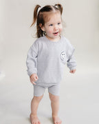 Girls Gray Lounge Biker Shorts Set