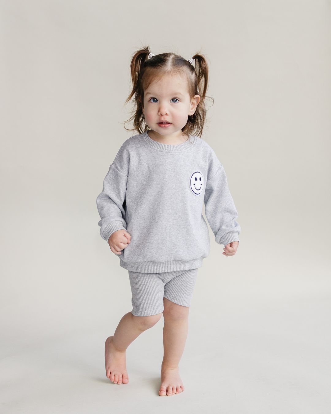 Girls Gray Lounge Biker Shorts Set