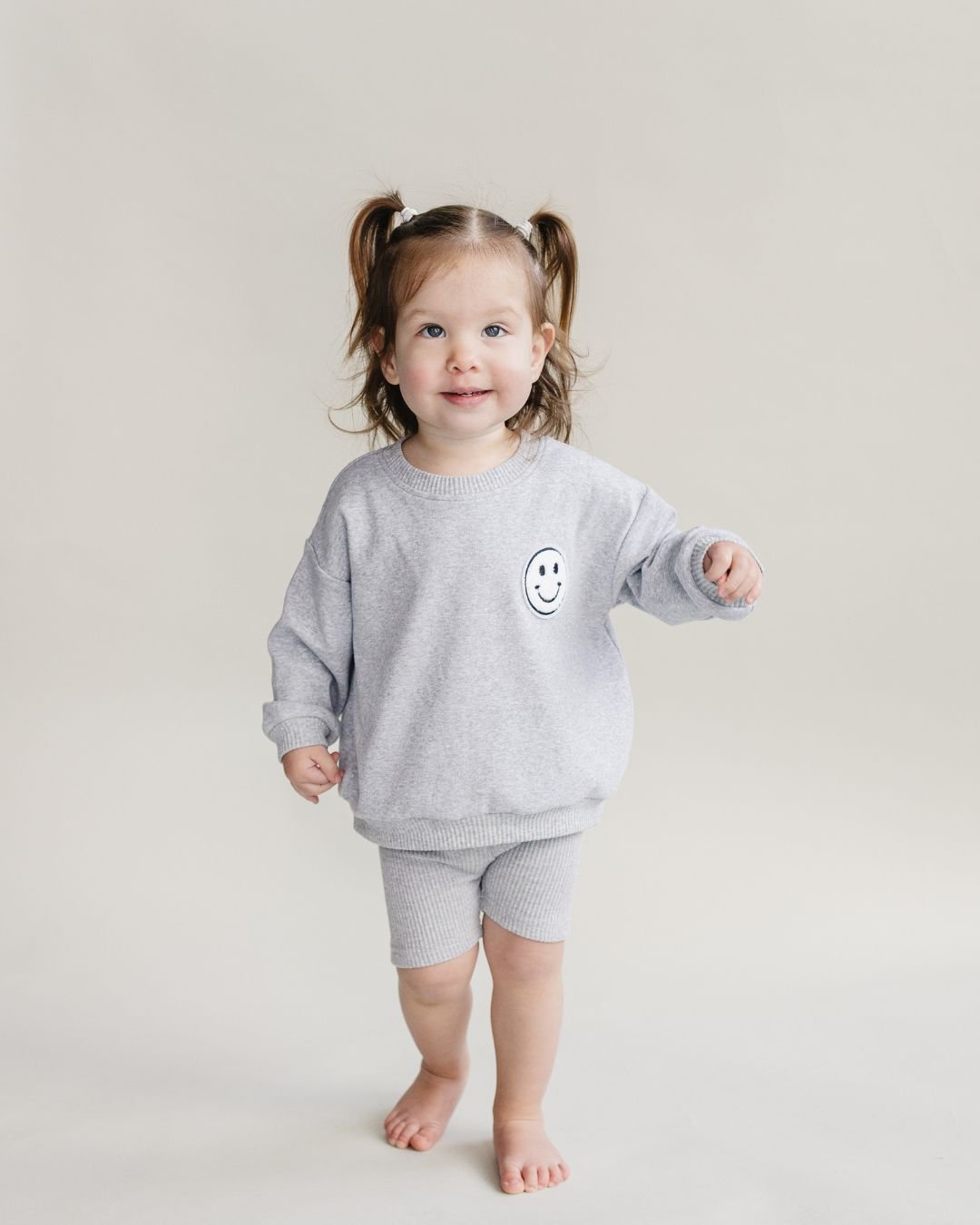 Girls Gray Lounge Biker Shorts Set