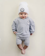 Girls Gray Lounge Biker Shorts Set