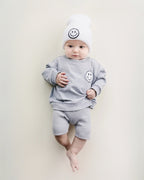 Girls Gray Lounge Biker Shorts Set