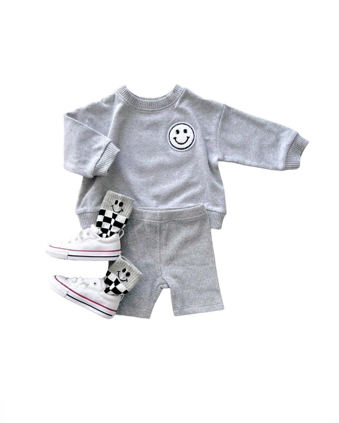 Girls Gray Lounge Biker Shorts Set