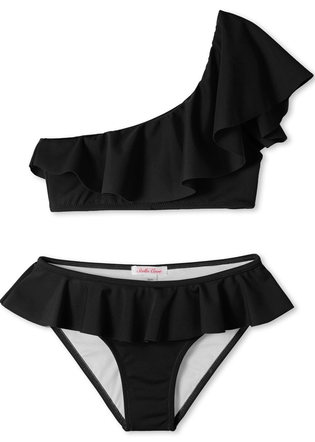 Black One Shoulder Bikini Set