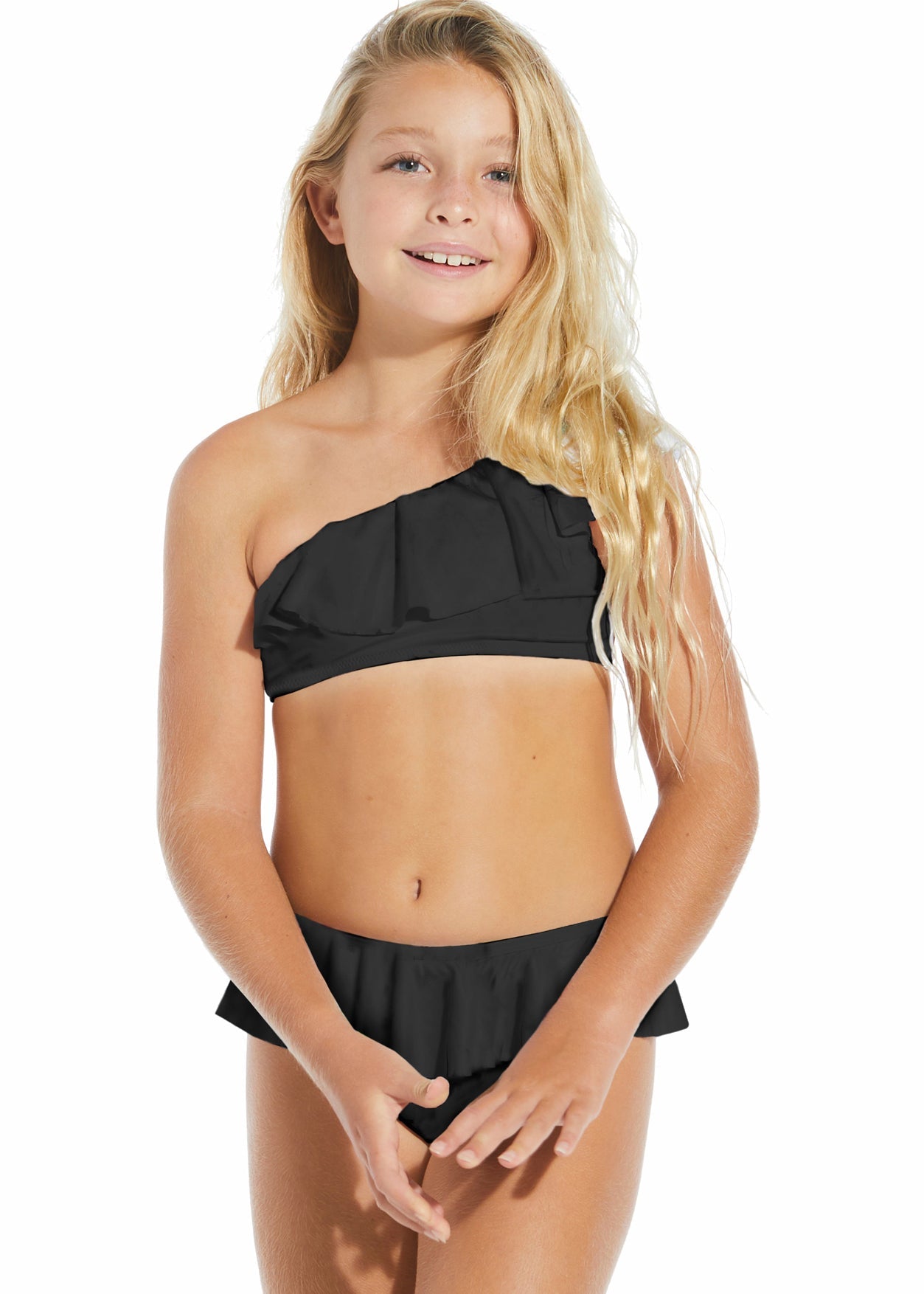 Black One Shoulder Bikini Set