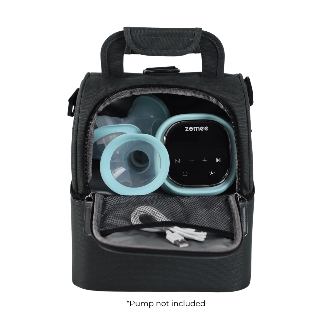 Black Cooler Zipper Bag & Bottle - Fitting Ice Packs - Blissfully Lavender BoutiqueZomee Breast Pumps