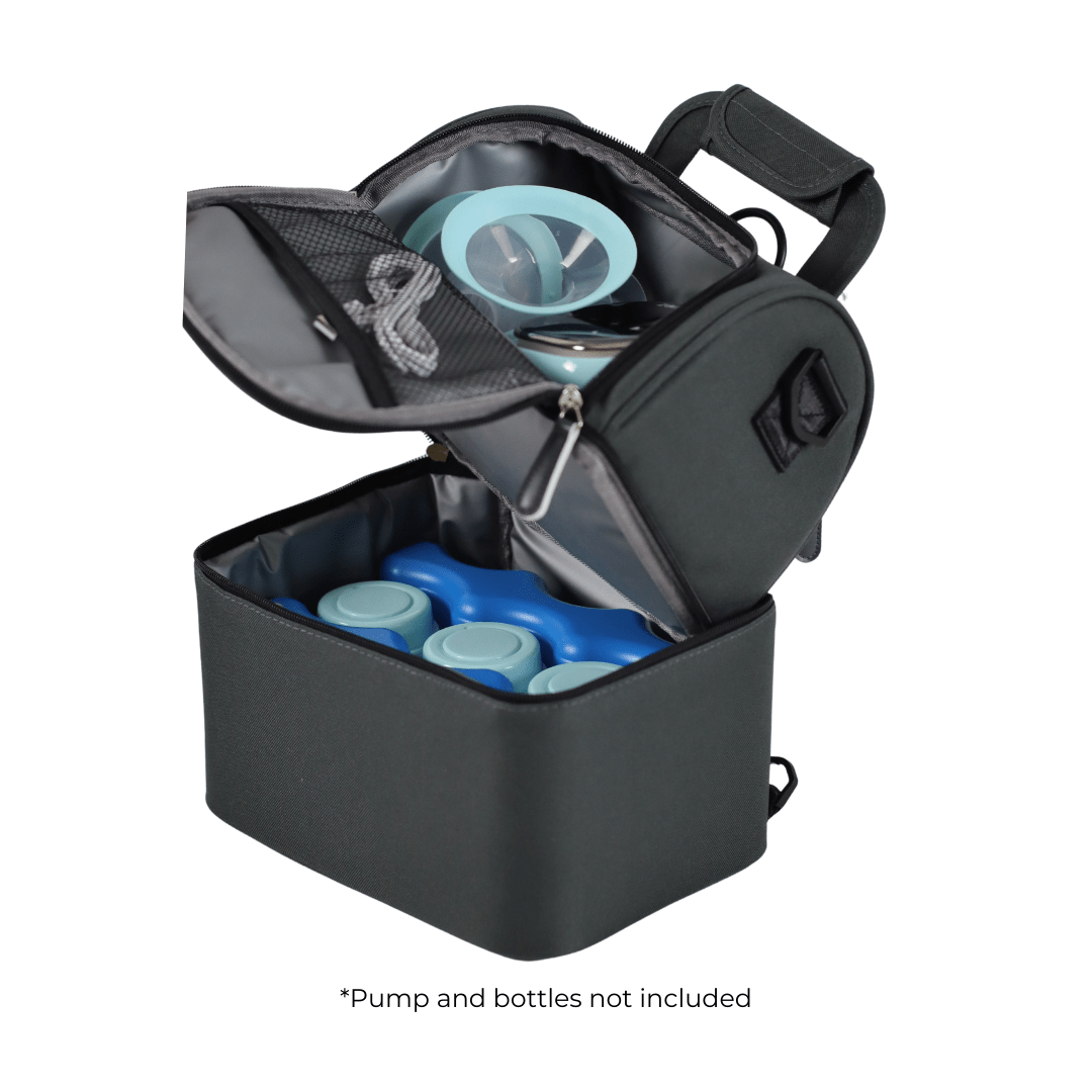 Black Cooler Zipper Bag & Bottle - Fitting Ice Packs - Blissfully Lavender BoutiqueZomee Breast Pumps