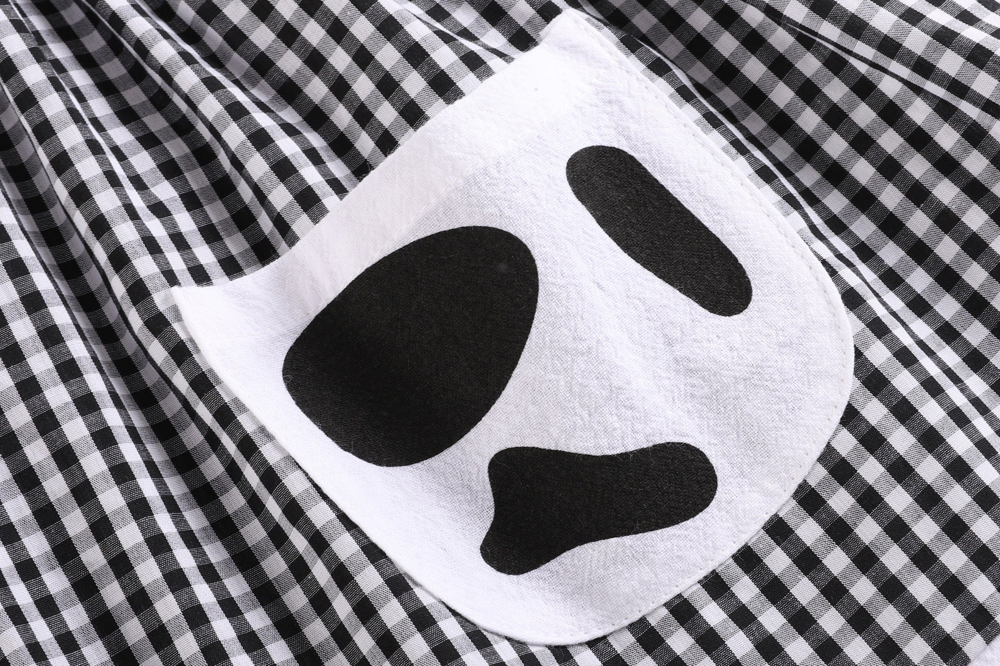 Black Gingham Cute Cow Pocket Dress
