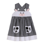 Black Gingham Cute Cow Pocket Dress
