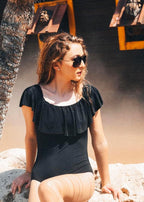 Black Ruffle One-Piece Swimsuit