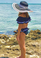 Black Bikini with White Ric Rac Trim