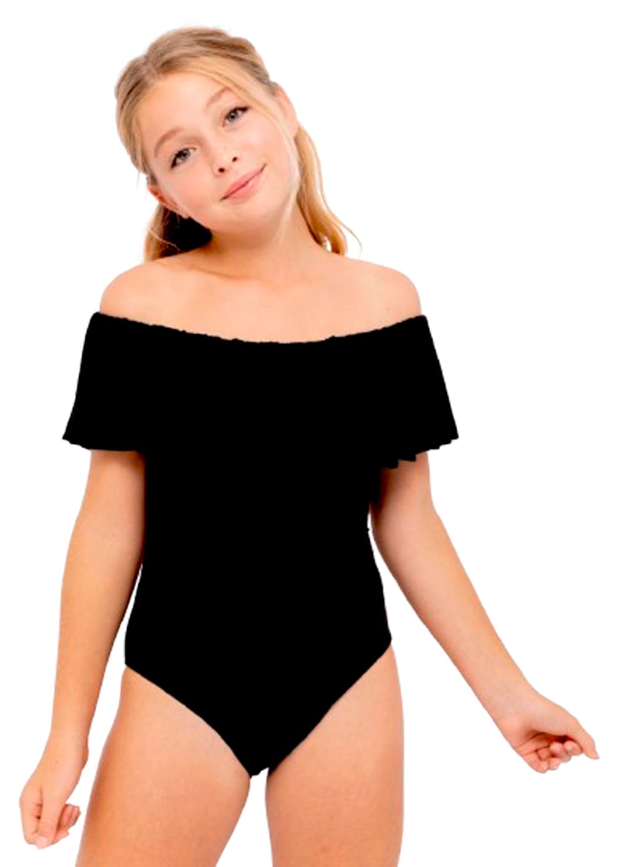 Black Ruffle One-Piece Swimsuit