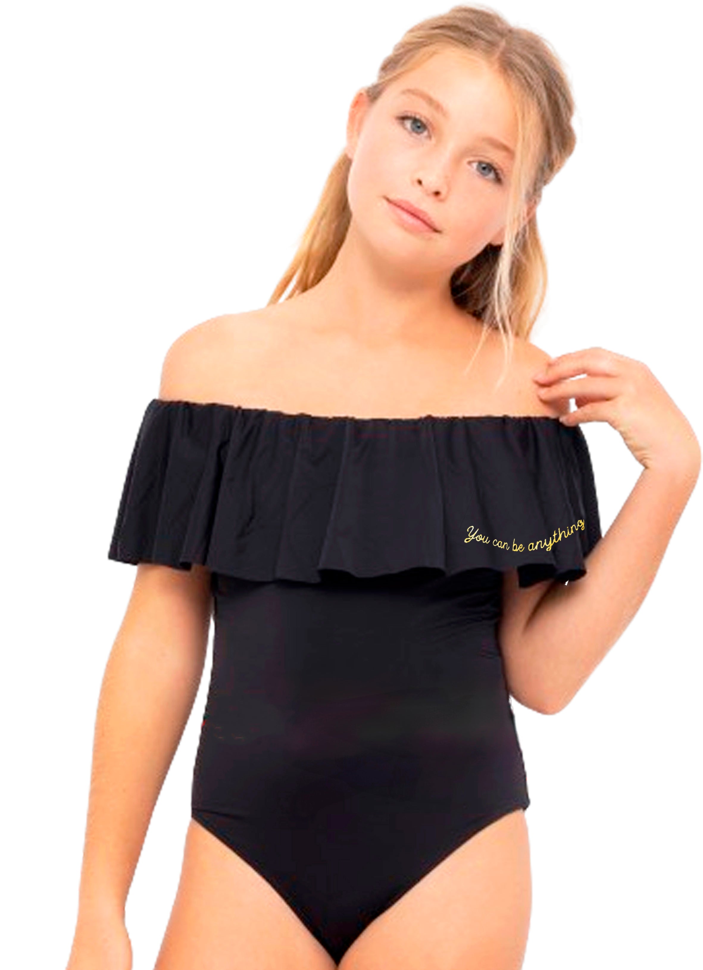 You Can Be Anything Black Swimsuit