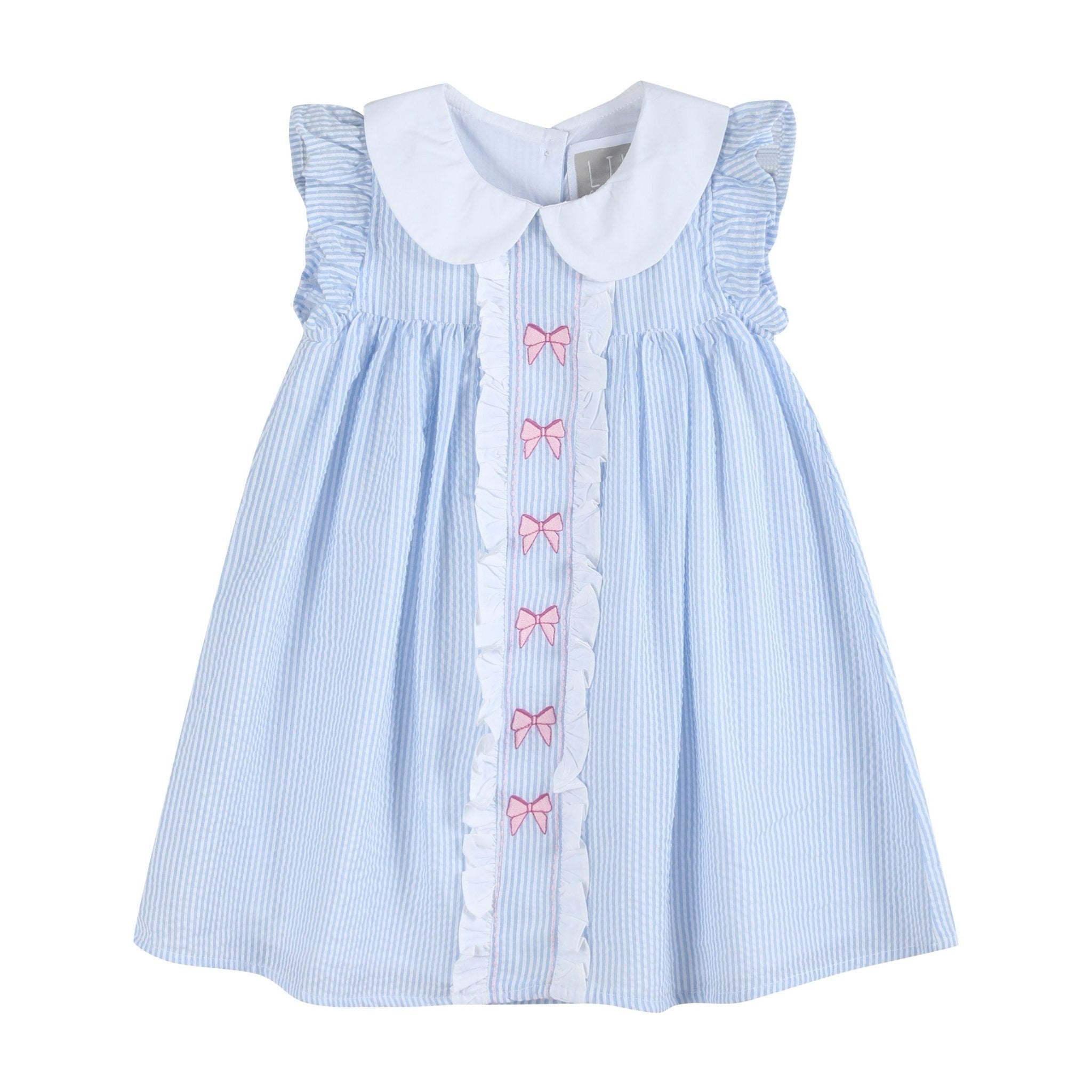 Blue and Pink Bow Ruffle Dress - Blissfully Lavender BoutiqueLil Cactus