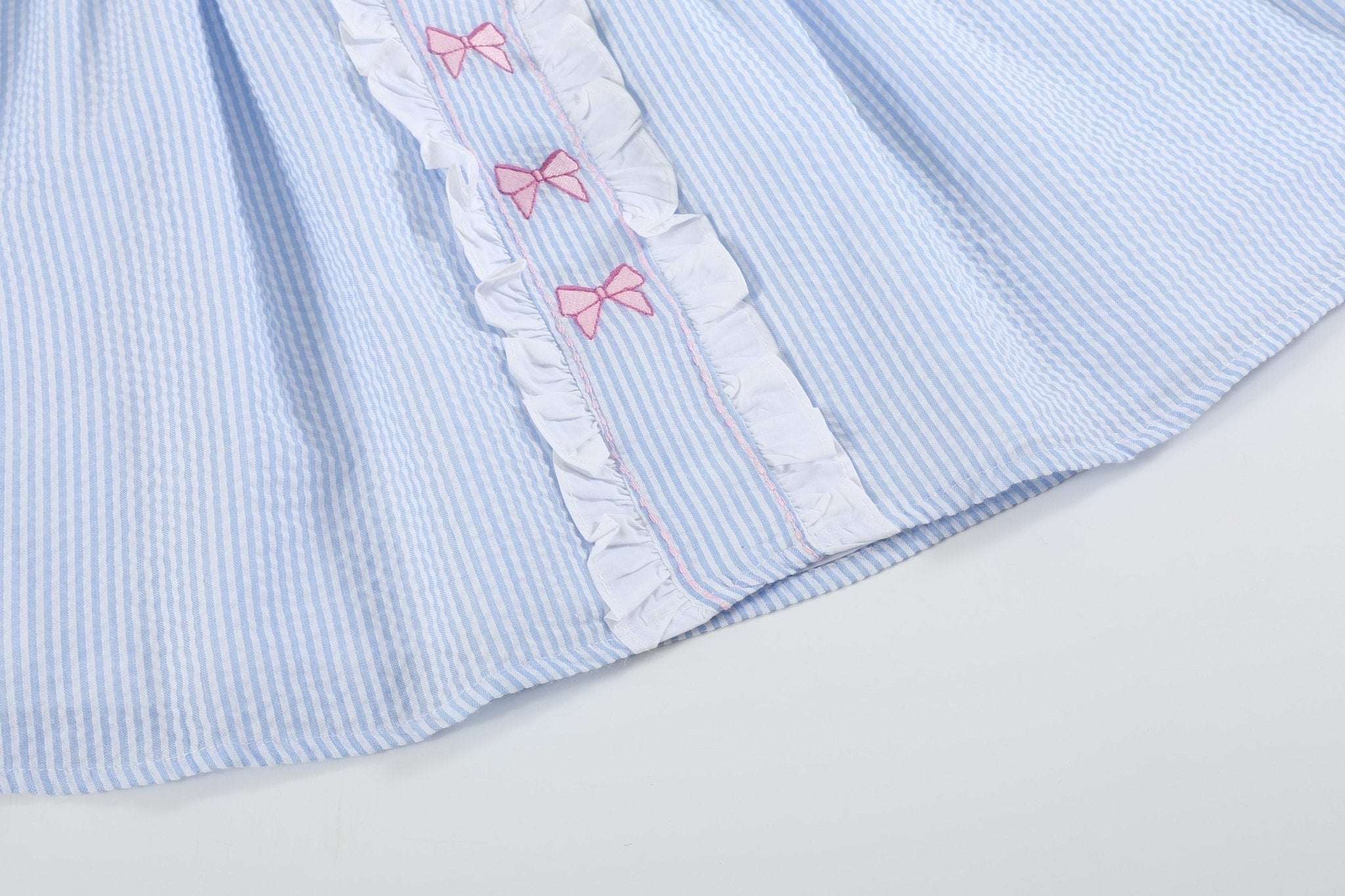 Blue and Pink Bow Ruffle Dress - Blissfully Lavender BoutiqueLil Cactus