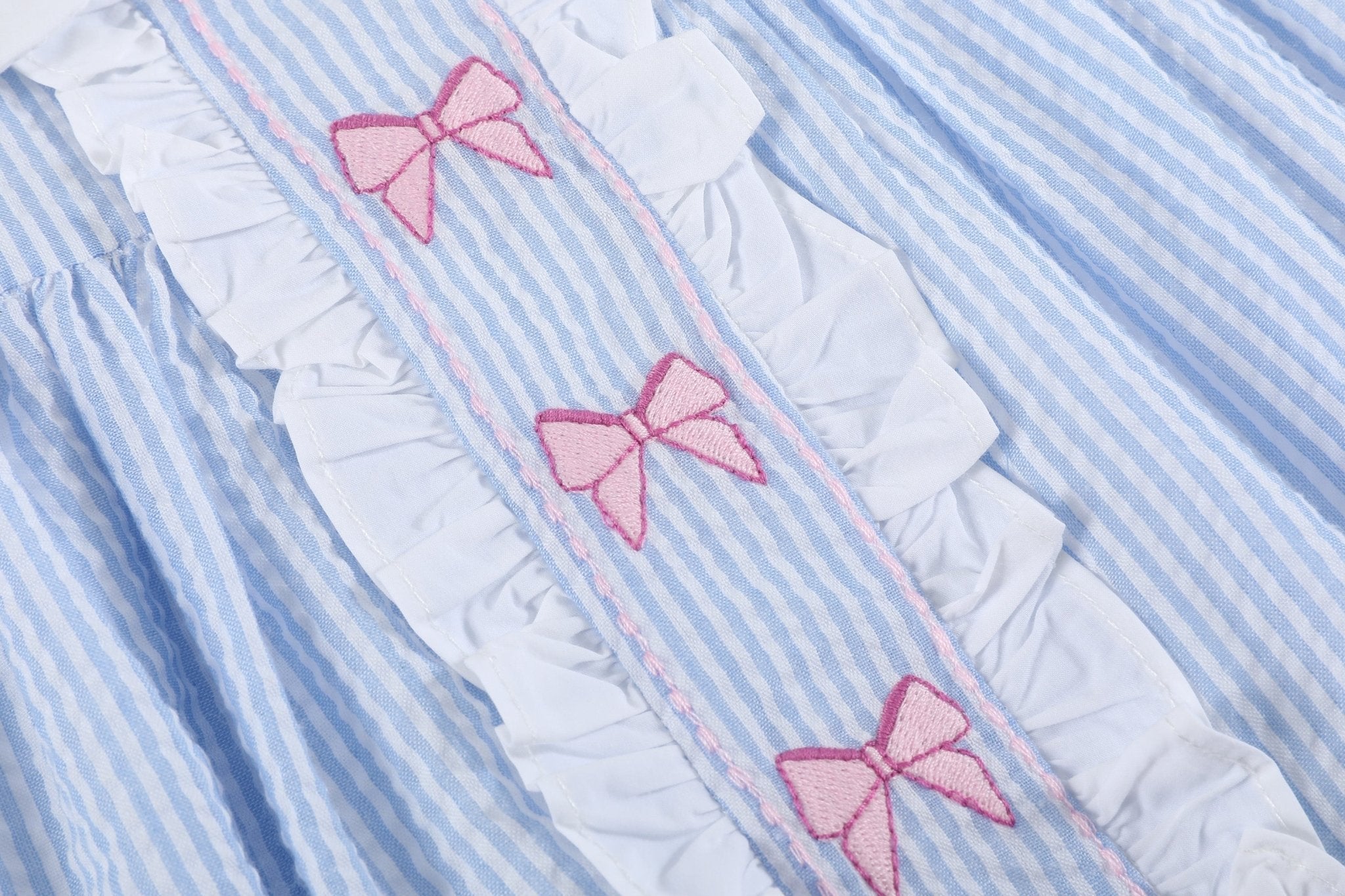 Blue and Pink Bow Ruffle Dress - Blissfully Lavender BoutiqueLil Cactus