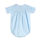 Blue and Pink Bow Smocked Romper
