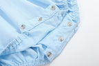 Blue & White Smocked Bubble Romper