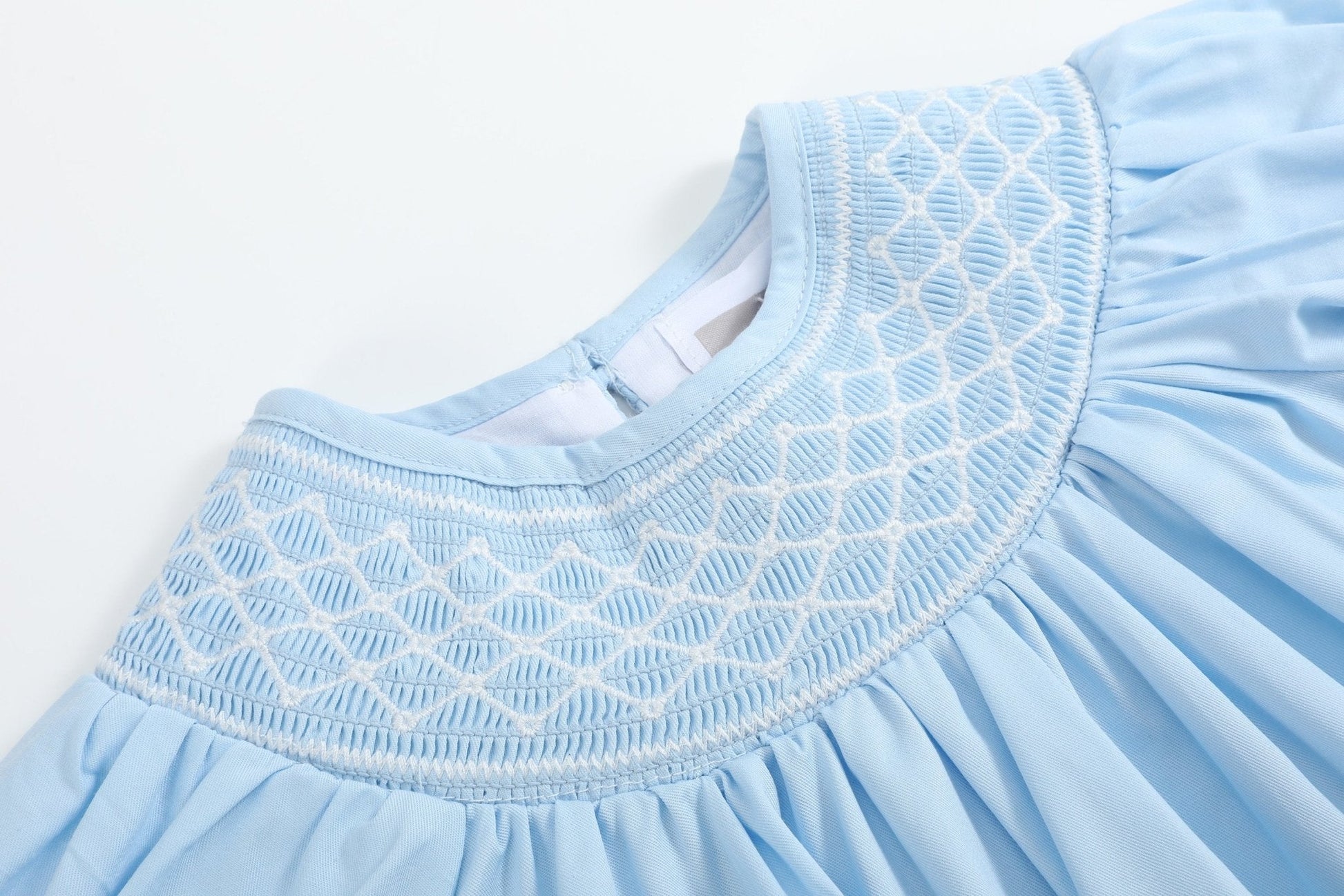 Blue & White Smocked Bubble Romper