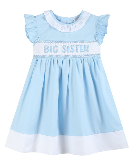 Blue Big Sister Smocked Dress