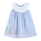 Blue Bunnies Seersucker Yoke Dress