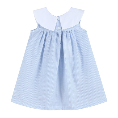Blue Bunnies Seersucker Yoke Dress