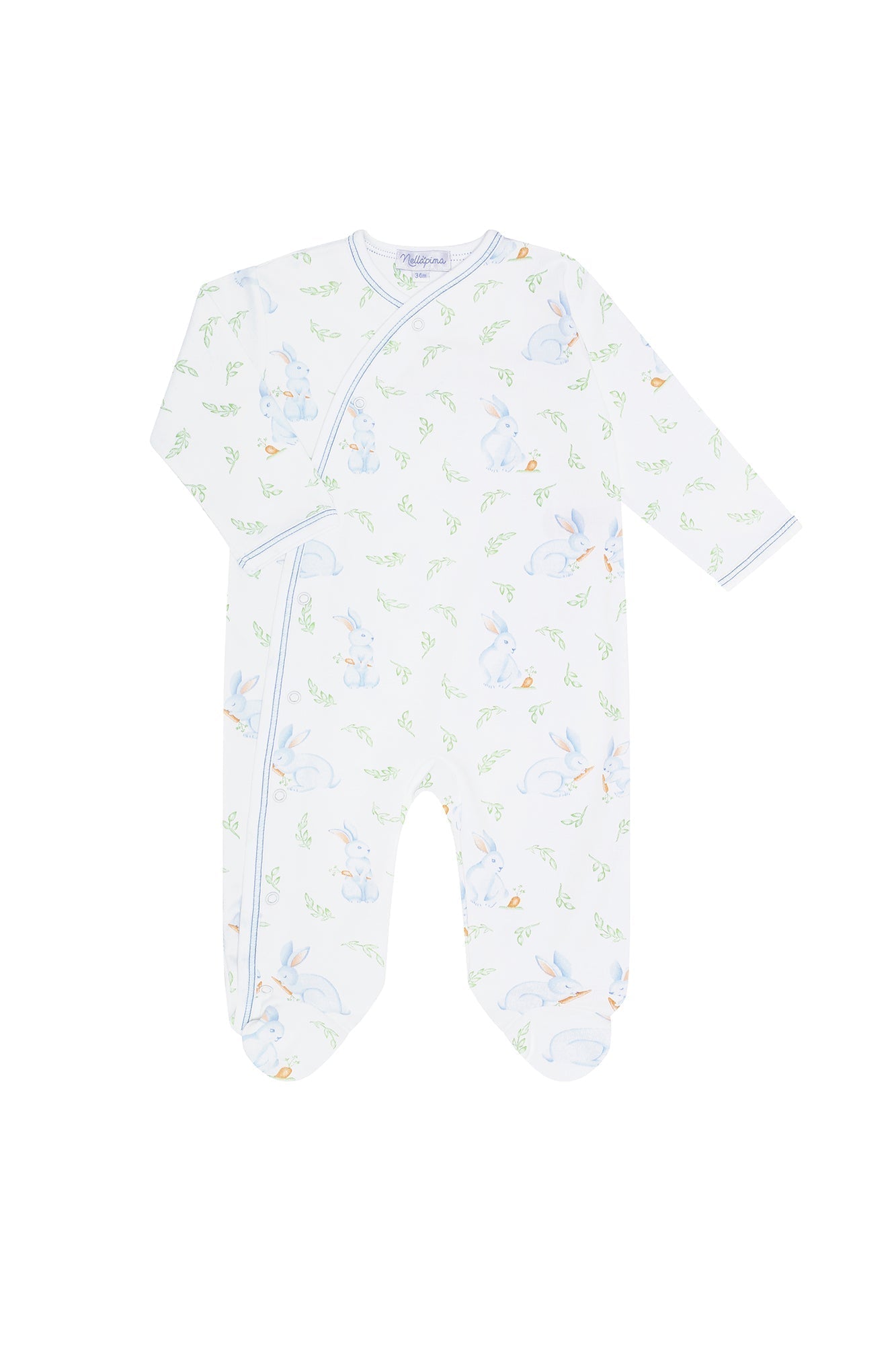 Blue Bunny Print Crossover Footie - Blissfully Lavender BoutiqueNella Pima