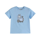 Blue Train T-Shirt and Seersucker Shorts Set