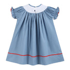 Blue Farm Animal Smocked Bishop Dress