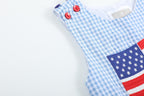 Blue Gingham American Flag Shortalls