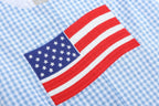 Blue Gingham American Flag Shortalls