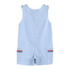 Blue Gingham American Flag Shortalls