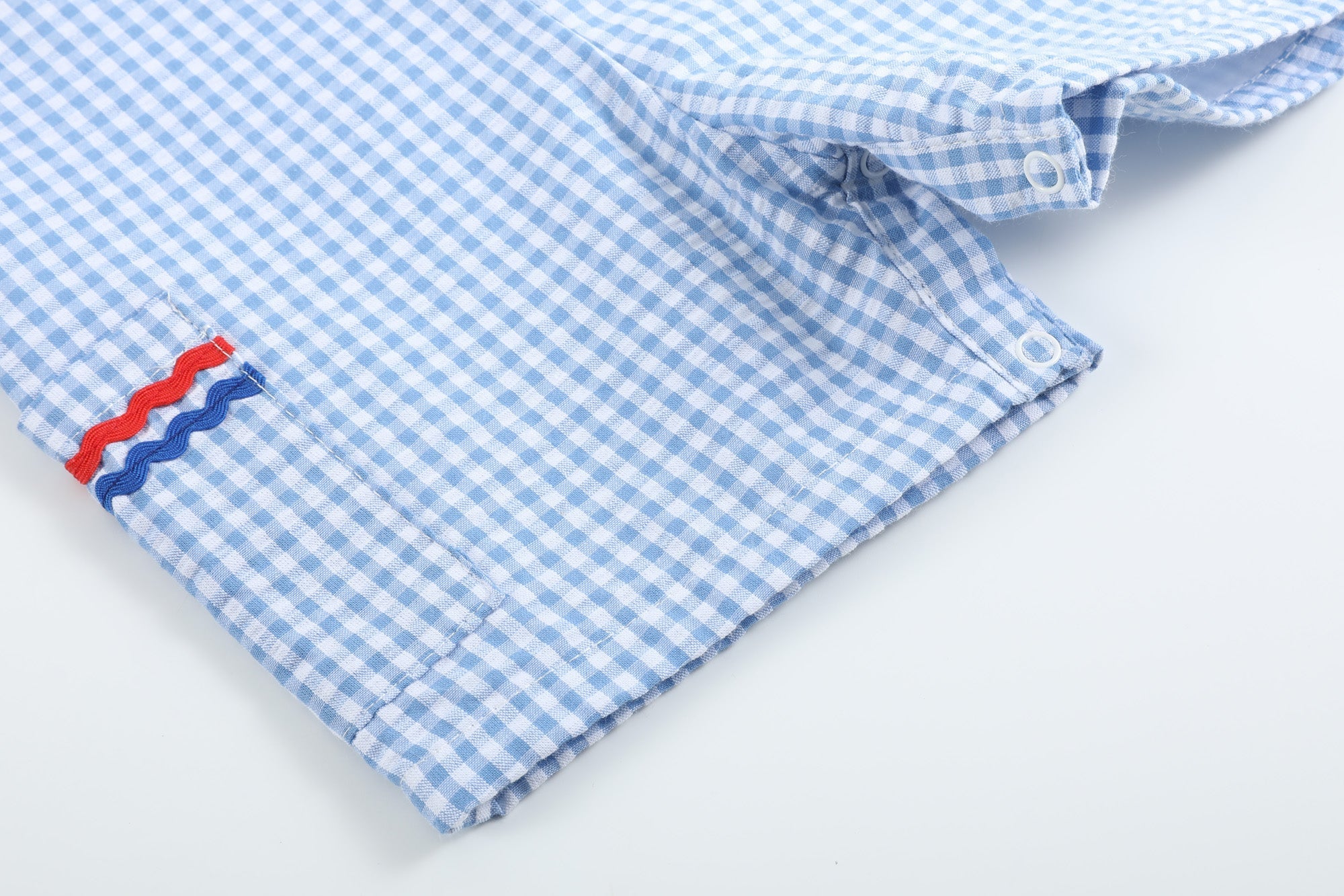 Blue Gingham American Flag Shortalls