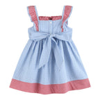 Blue Gingham American Flag Ruffle Dress