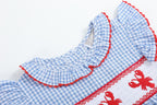 Blue Gingham Crawfish Smocked Dress