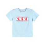 Blue Gingham Crawfish Smocked Shirt & Shorts Set