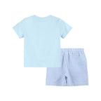 Blue Gingham Crawfish Smocked Shirt & Shorts Set