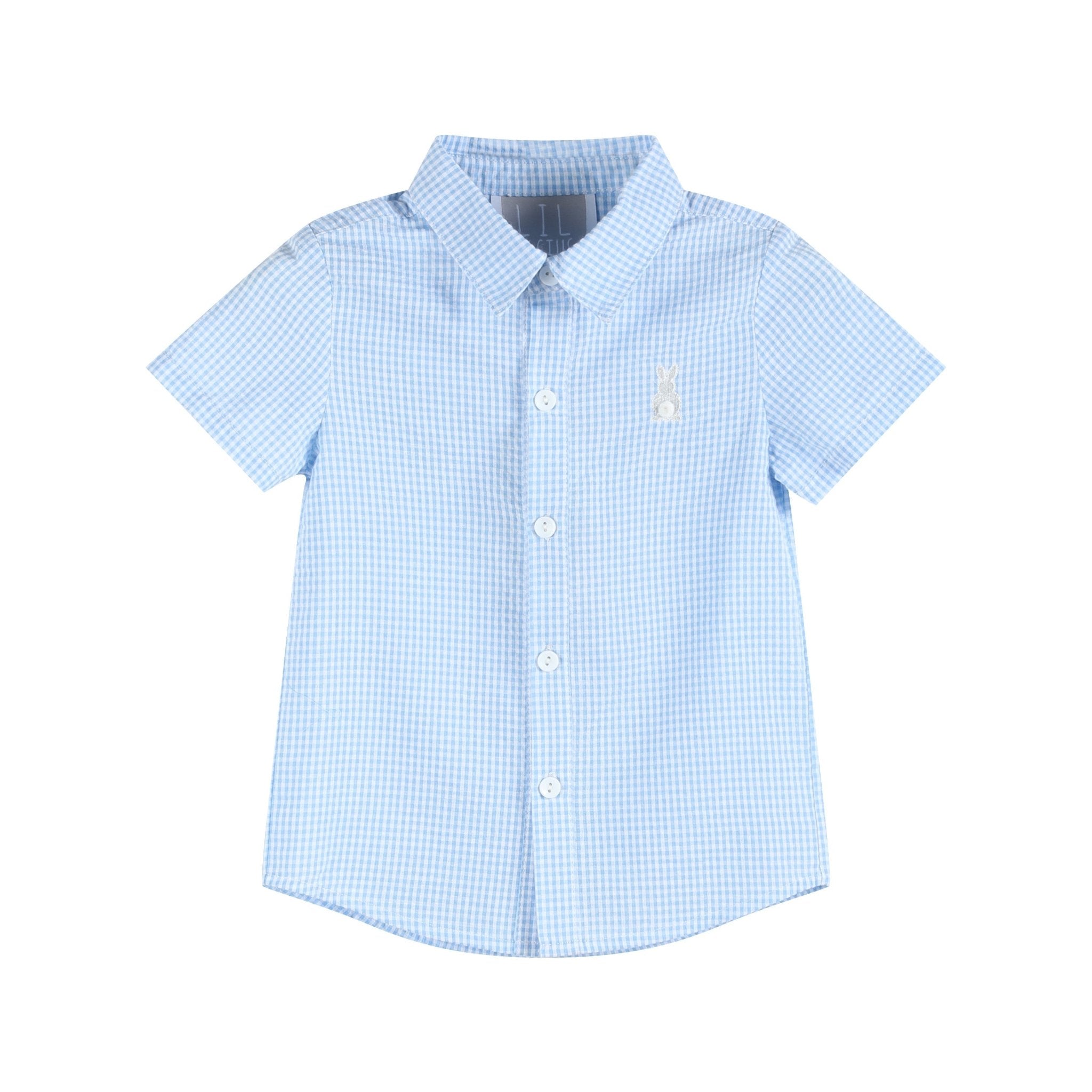 Blue Gingham Easter Bunny Dress Shirt