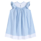 Blue Gingham Easter Bunny Smocked Bishop Dress