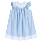 Blue Gingham Bunny Smocked Bishop Dress
