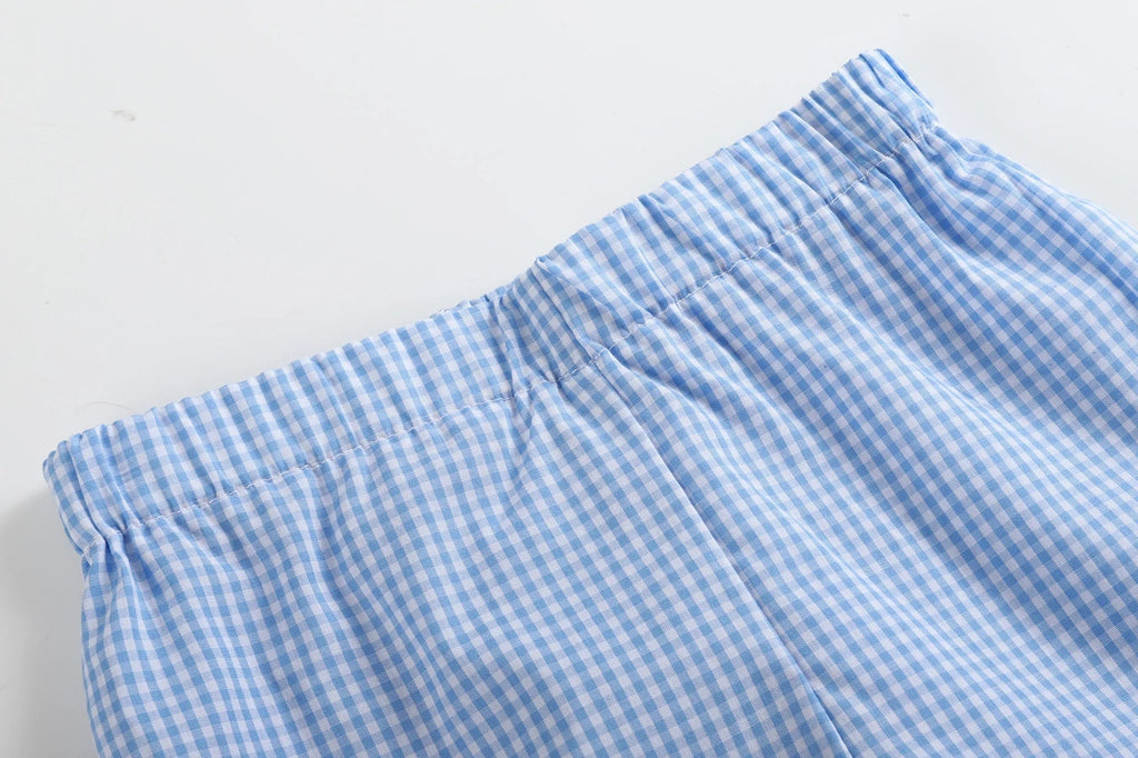 Blue Gingham Golf Hole Shirt and Boy Shorts Set - Blissfully Lavender BoutiqueLil Cactus