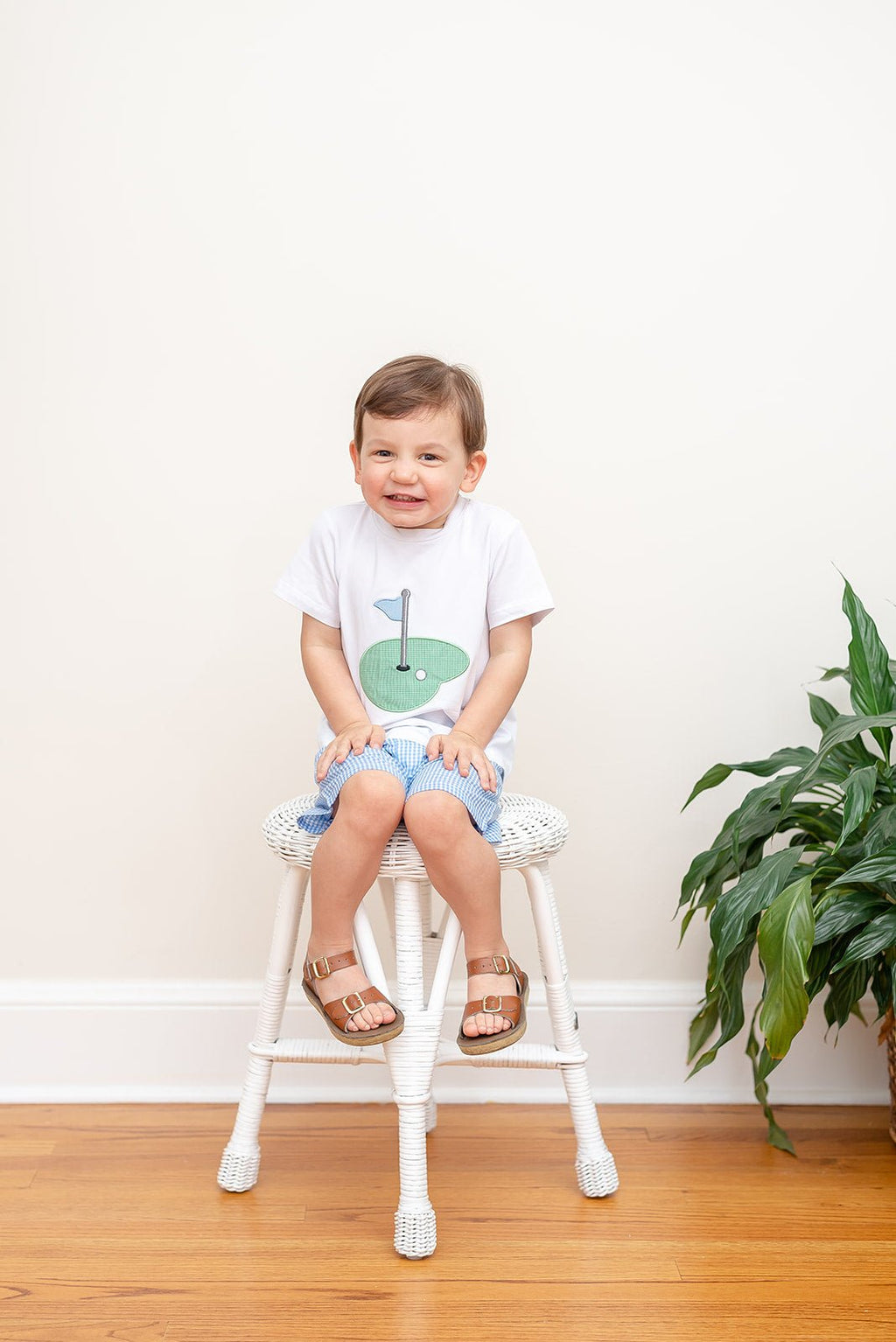 Blue Gingham Golf Hole Shirt and Boy Shorts Set - Blissfully Lavender BoutiqueLil Cactus